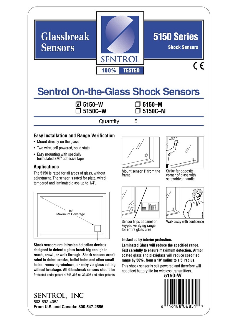 Sentrol 5150-W - Security Glassbreak Shock Sensor installation instructions