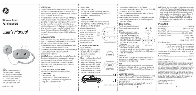 GE 50487 - Ultrasonic Sensor Parking Alert User manual GE 50487 - Ultrasonic Sensor Parking Alert User manual