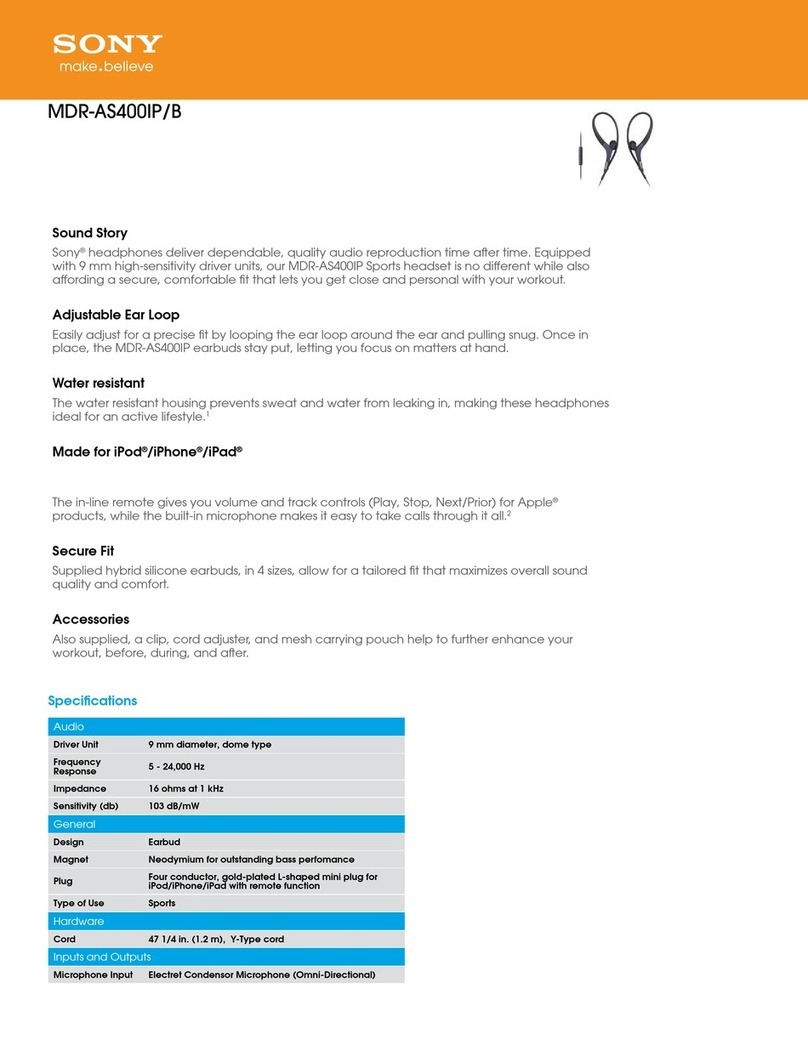 Sony MDR-AS400iP Specifications