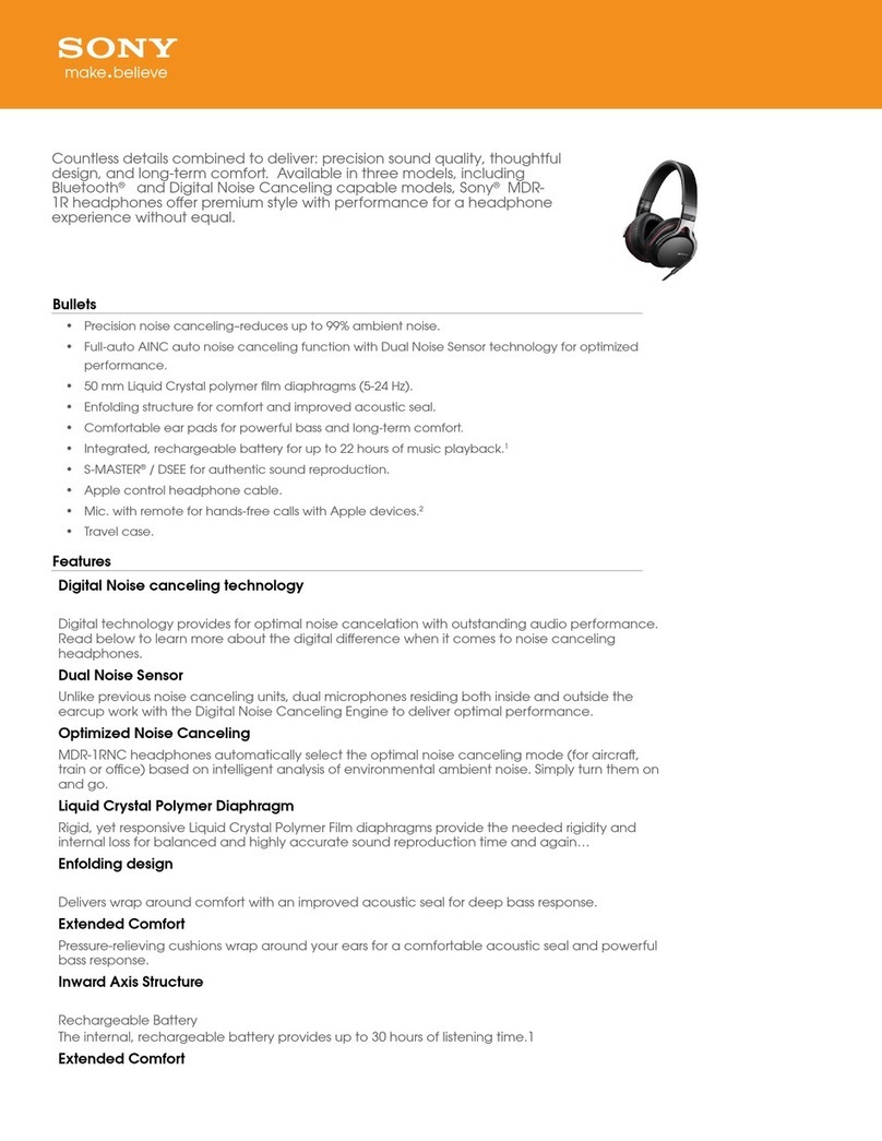 Sony MDR-1RNC Specifications