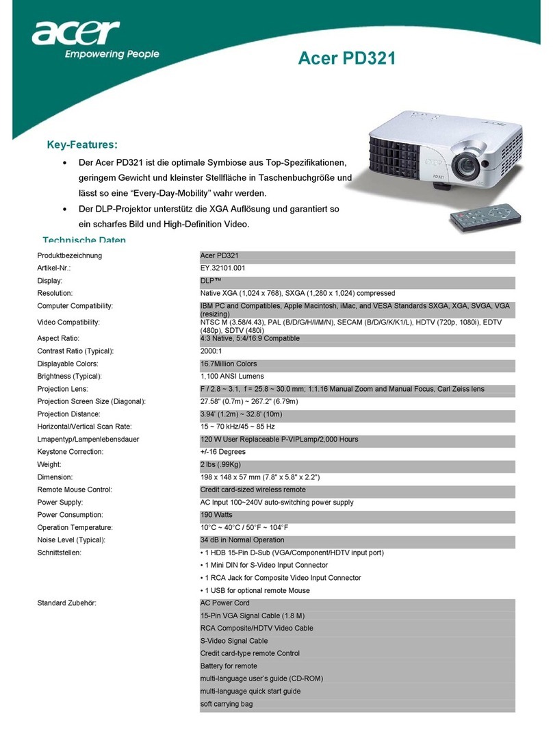 Acer PD321 User manual Acer PD321 User manual