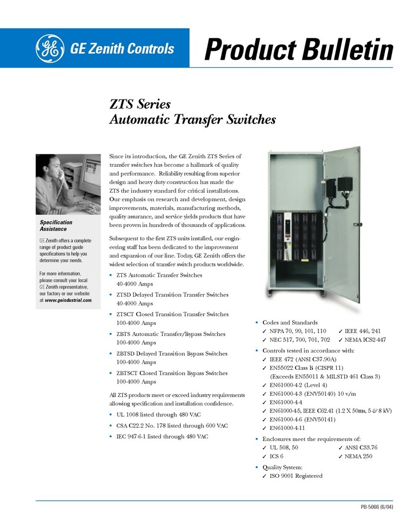 GE Zenith Controls ZTS User manual
