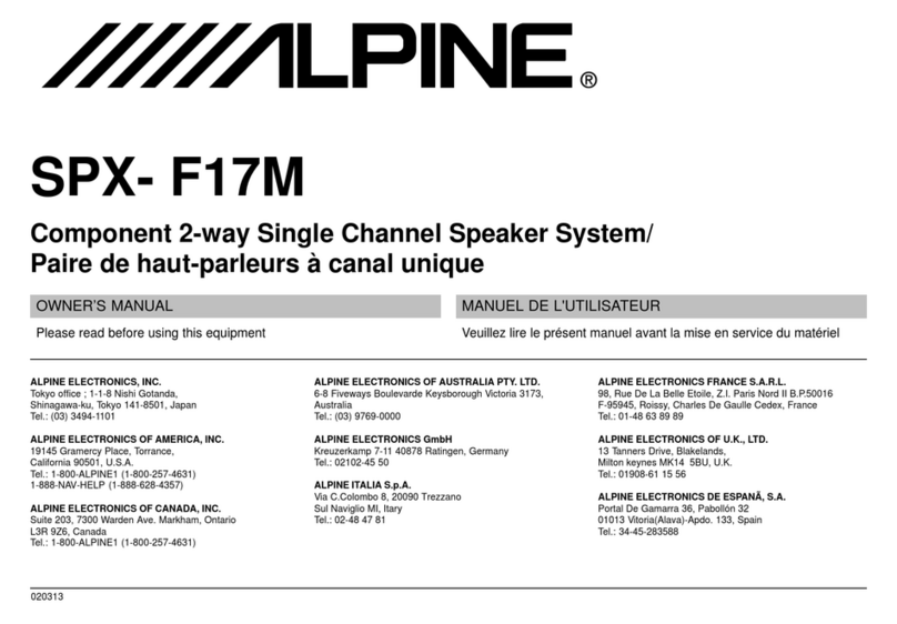 Alpine SPX- F17M owner's manual