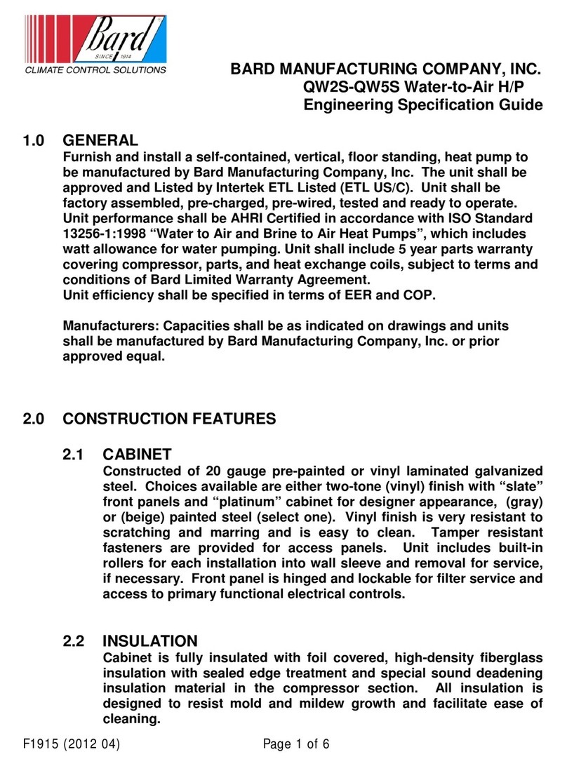 Bard QW2S-QW5S Water-to-Air H User manual