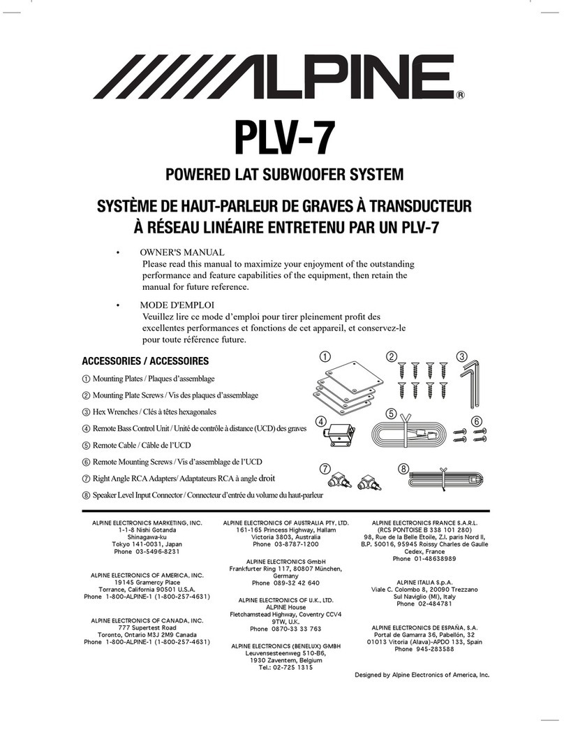 Alpine PLV-7 User manual