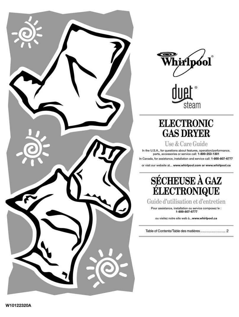 Whirlpool WGD9500TC - DUET FRONT LOAD STEAM DRYERS User manual