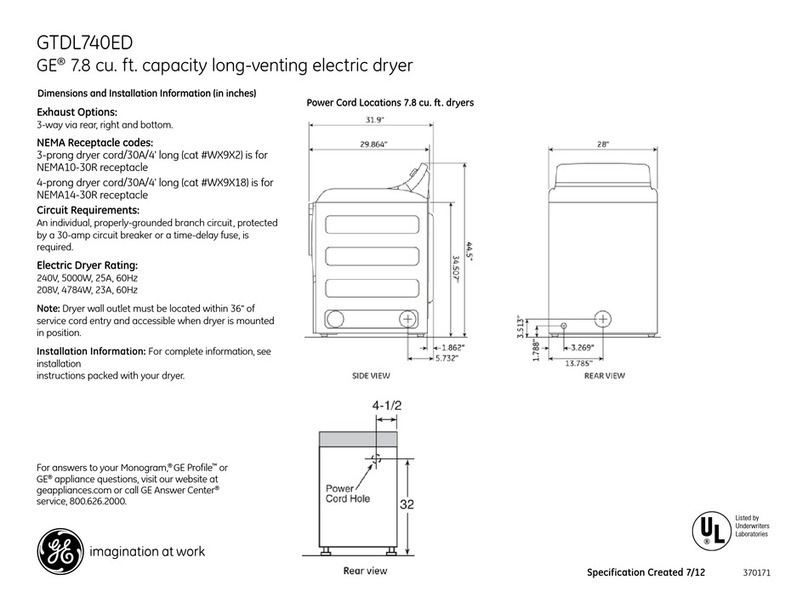 GE GTDL740EDWW Manual