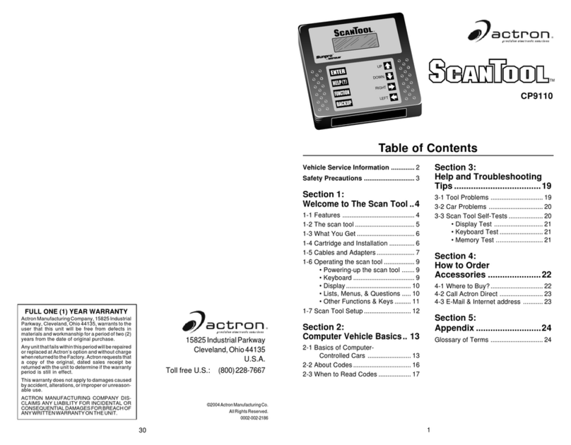 Actron SCANTOOL CP9110 user manual