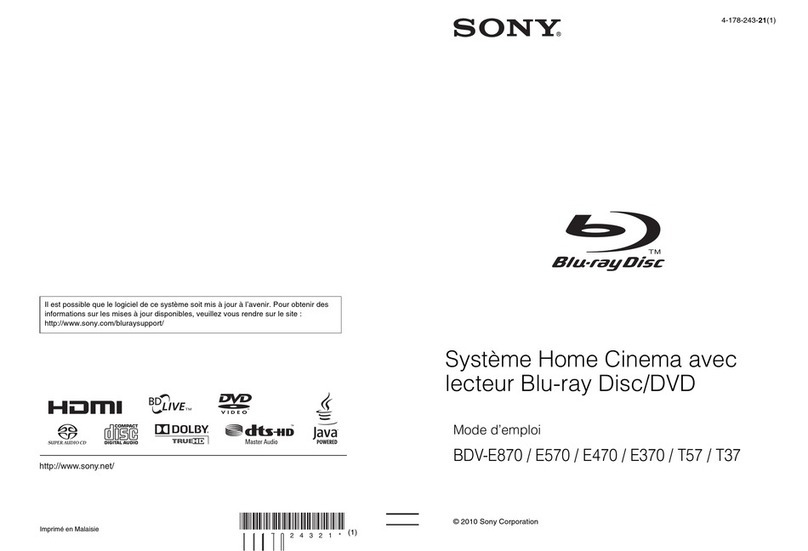 Sony BDV-E370 - Blu-ray Disc™ Player Home Theater... User manual
