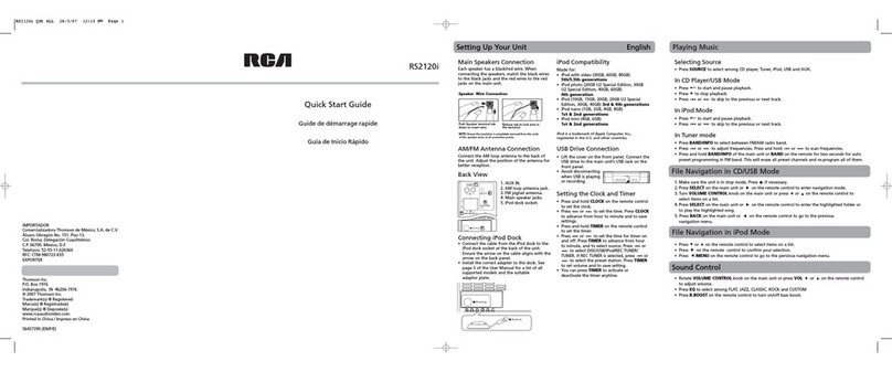 RCA RS2120I - Micro System quick start guide