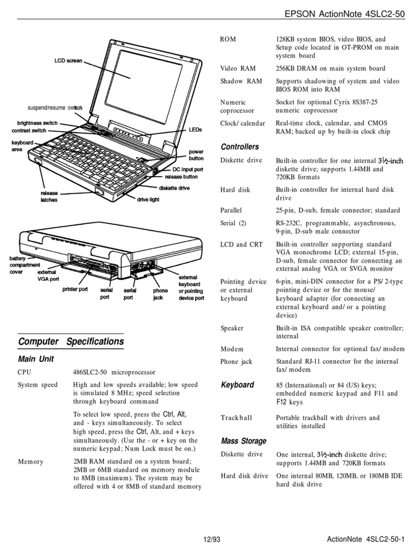 Epson ActionNote 4SLC2-50 Installation and operation manual