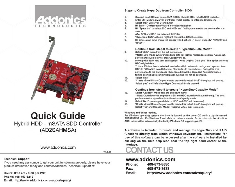 Addonics Technologies AD2SAHMSA quick guide
