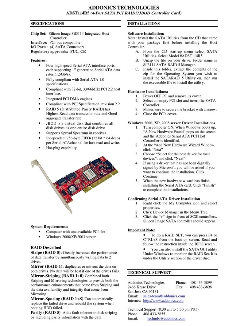 Addonics Technologies ADST114R5 Installations and specifications