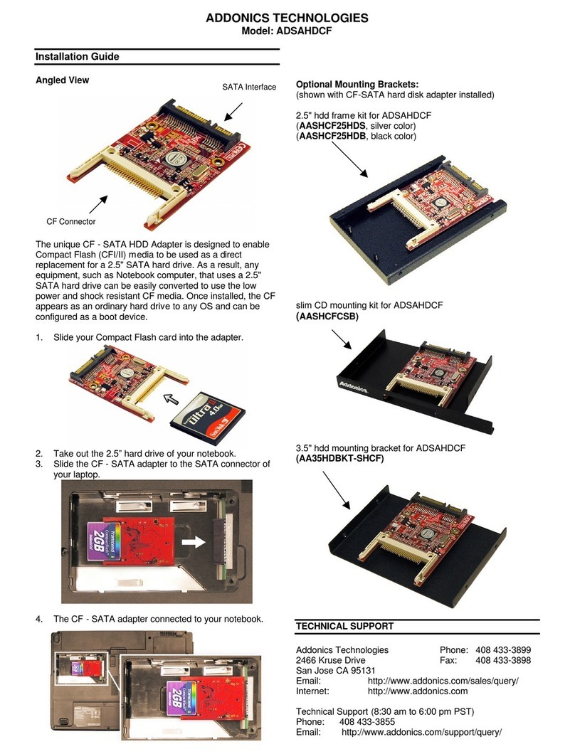 Addonics Technologies ADSAHDCF installation guide