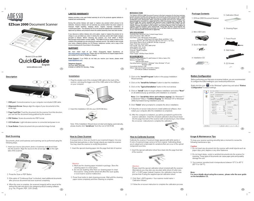 Adesso EZScan 2000 quick guide