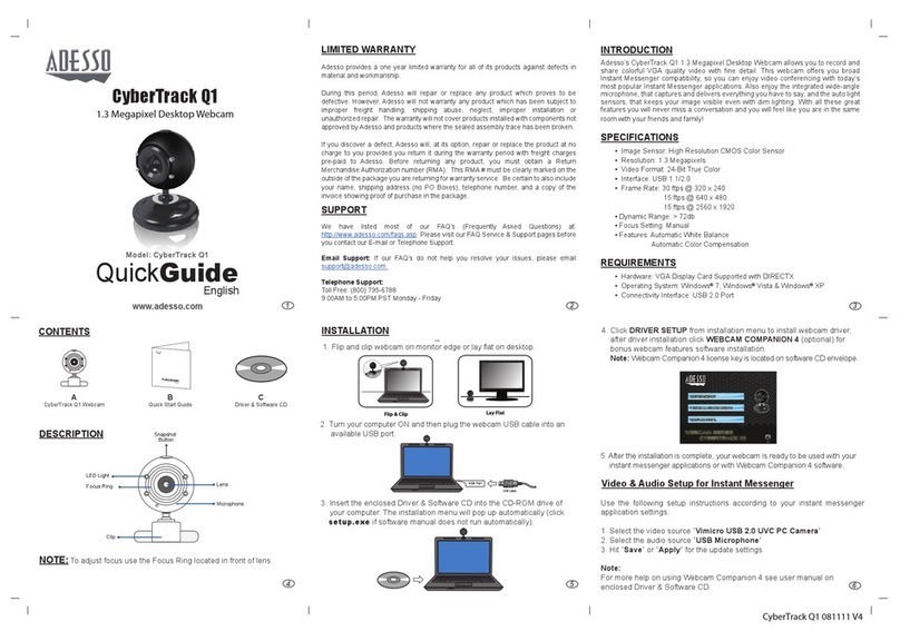 Adesso CyberTrack Q1 quick start guide