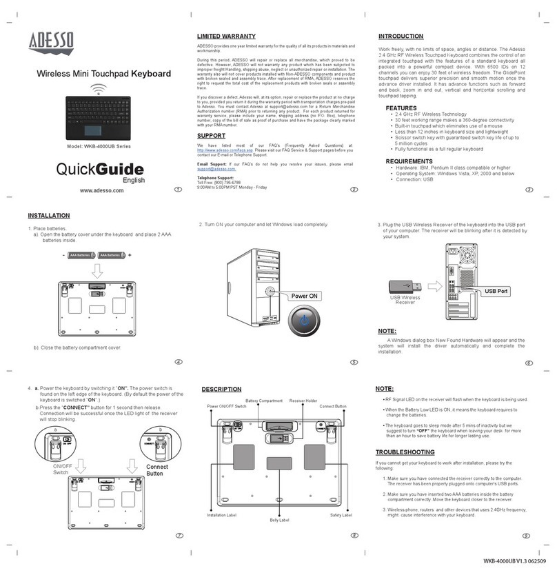 Adesso WKB-4000UB Series User manual