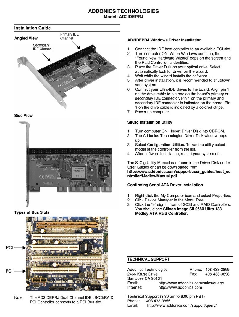 Addonics Technologies AD2IDEPRJ User manual