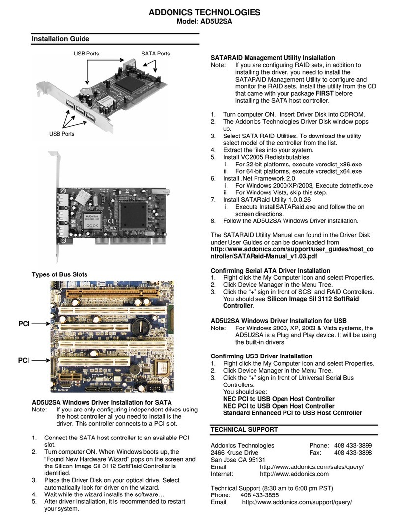 Addonics Technologies AD5U2SA installation guide