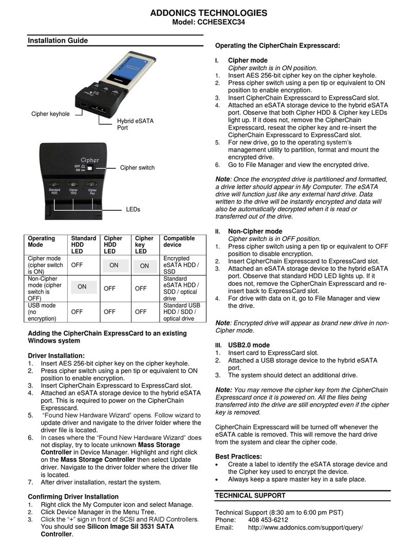 Addonics Technologies CCHESEXC34 installation guide