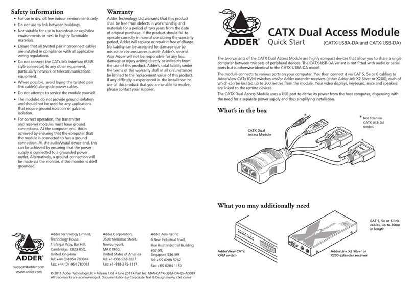 ADDER CATX-USB-DA quick start guide