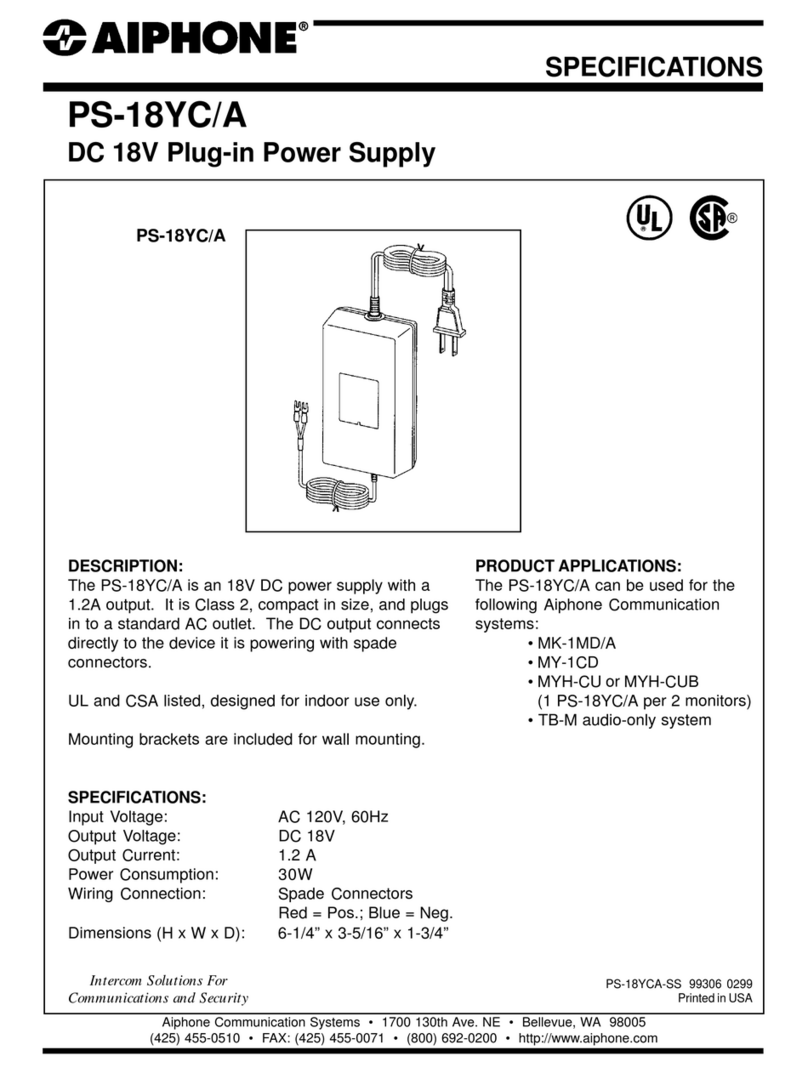 Aiphone PS-18YC/A User manual