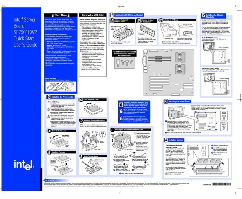 Intel SE7501CW2 - E7501 DUAL PGA604 XEON 533MHZ User manual