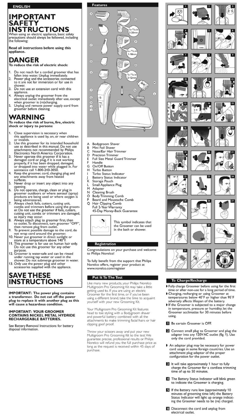 Philips Norelco Multigroom Pro QG3380 user manual