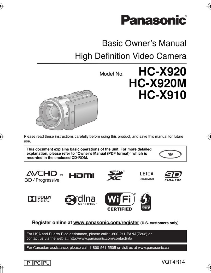 Panasonic HC-X920K Installation and service instructions