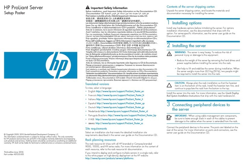 HP ProLiant DL980 G7 Setup poster
