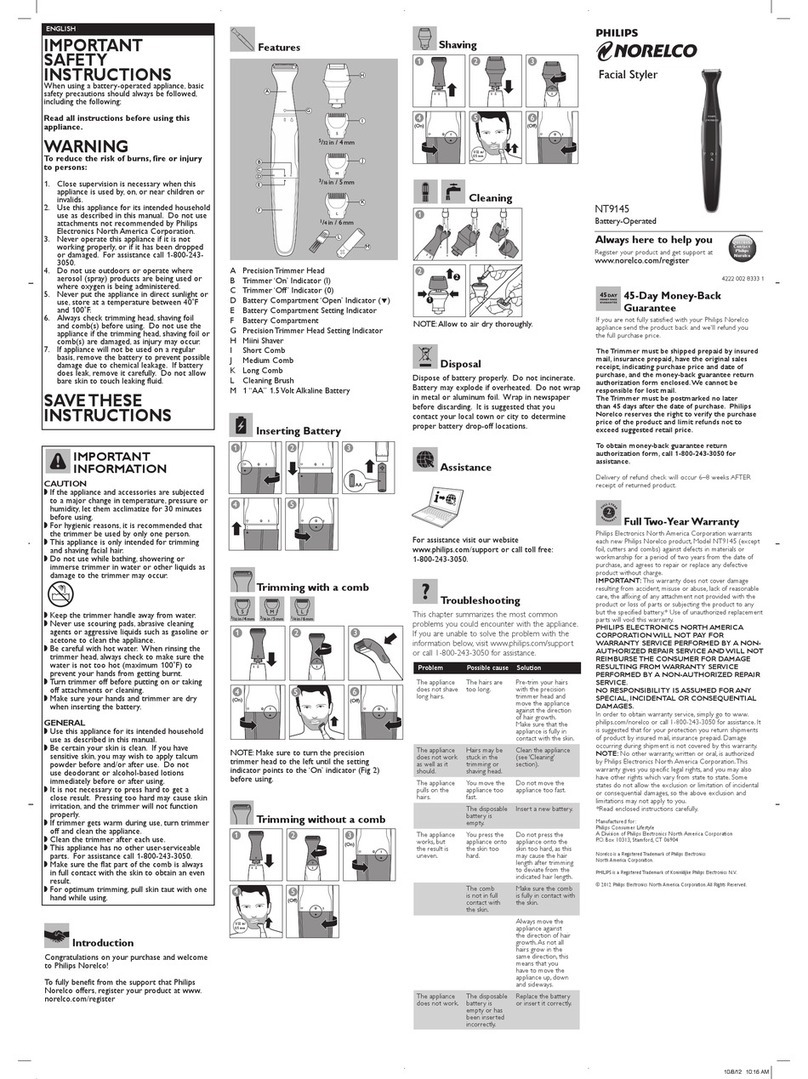 Philips Norelco NT9145 user manual