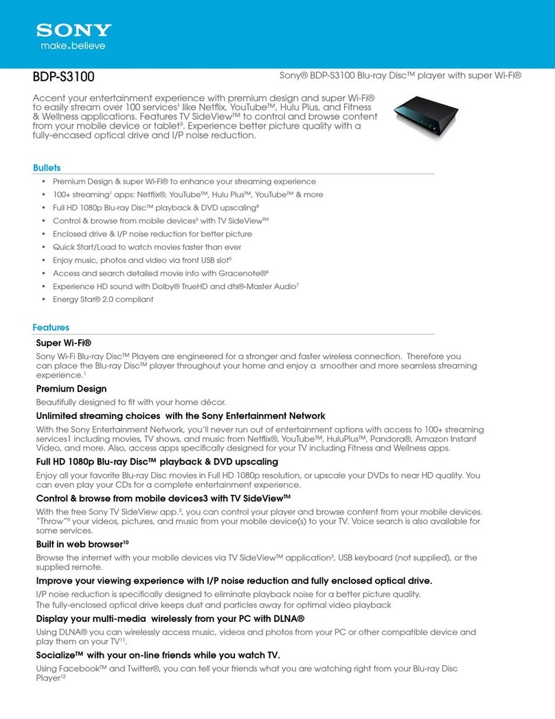 Sony BDP-S3100 User manual