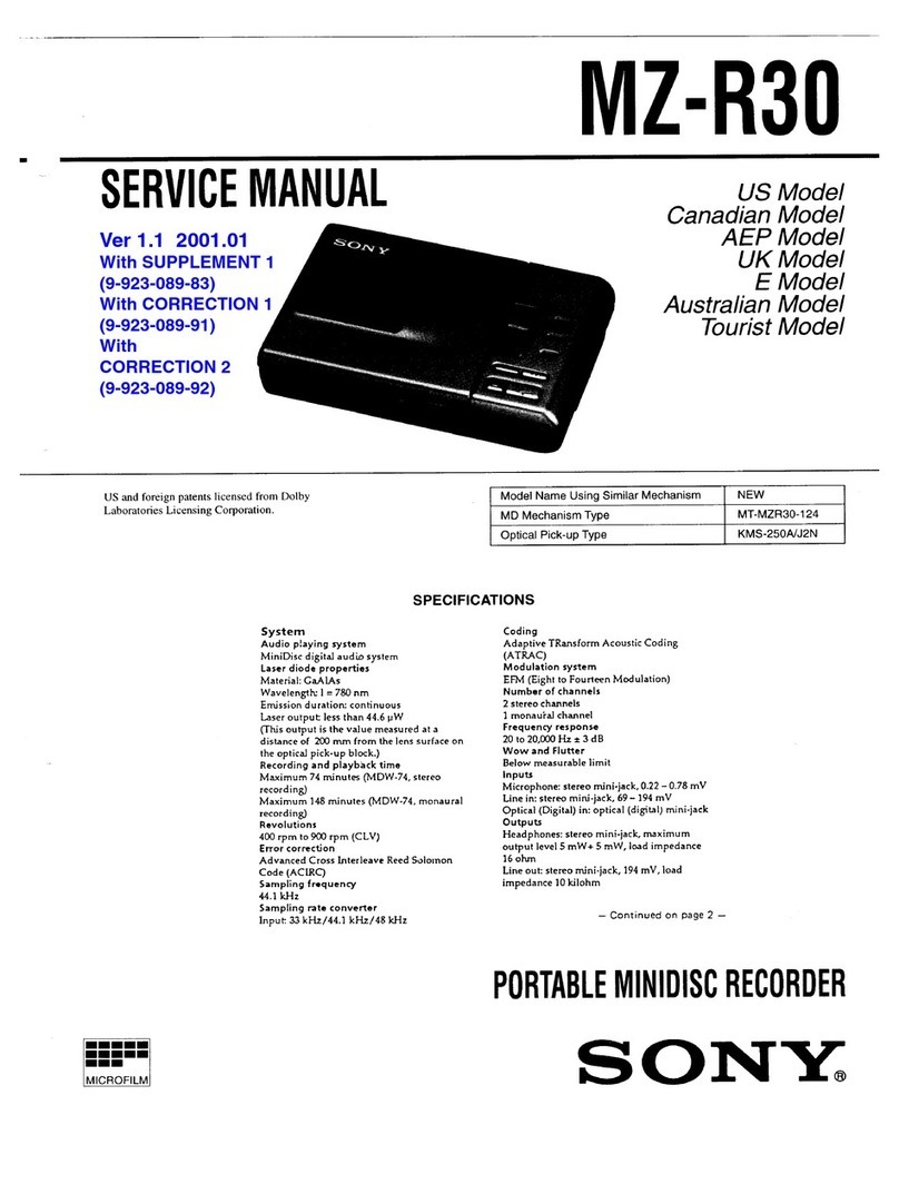 Sony MZ-R30 - MD Walkman MiniDisc Recorder User manual