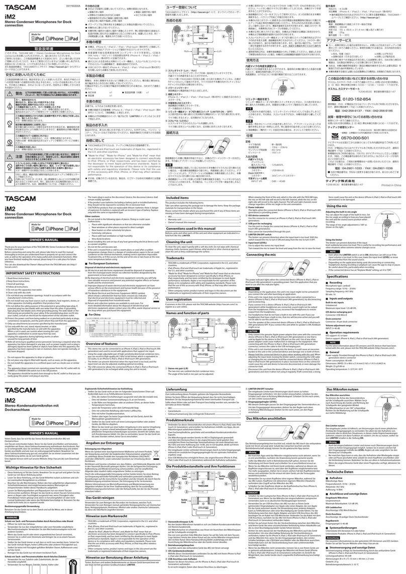 Tascam iM2 owner's manual
