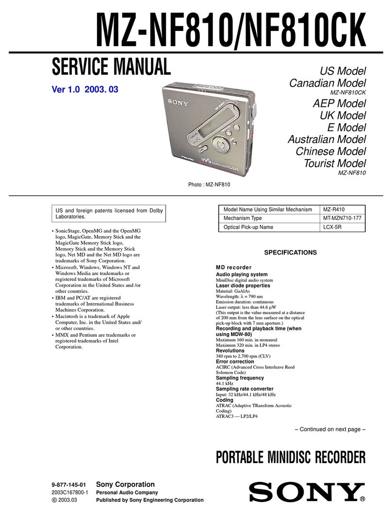 Sony Walkman MZ-NF810CK Service manual