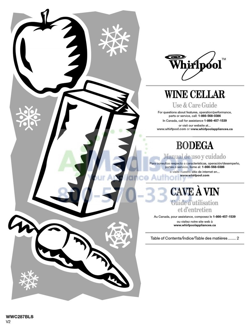 Whirlpool WWC287BLS - Wine Cooler Use and care guide