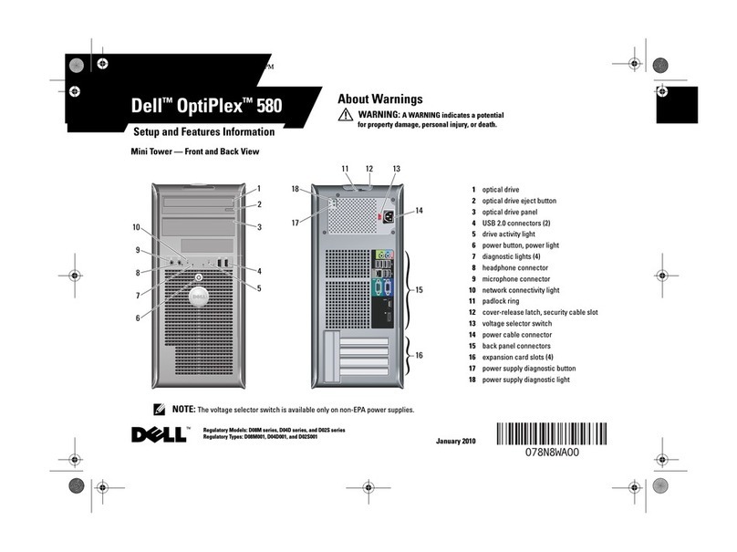 Dell OptiPlex 580 Setup and features information