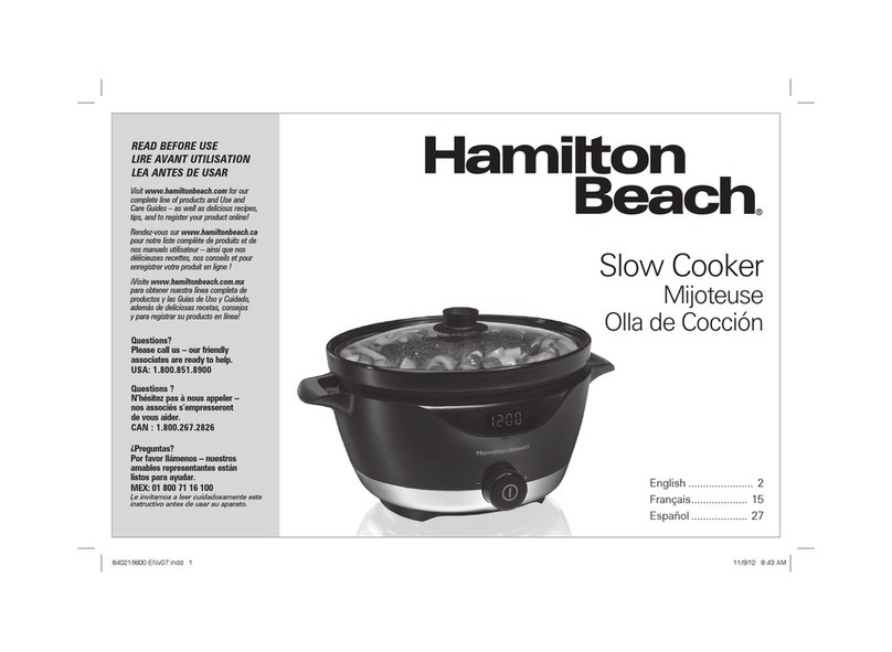 Hamilton Beach 33365 use & care
