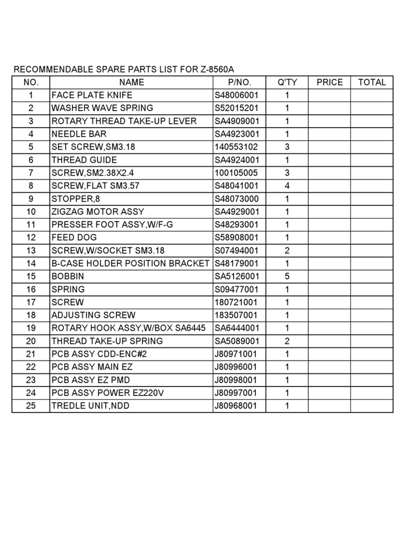 Brother Z-8560A parts list