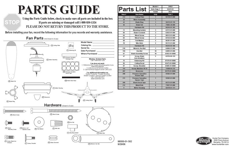 Hunter 24852 Parts guide