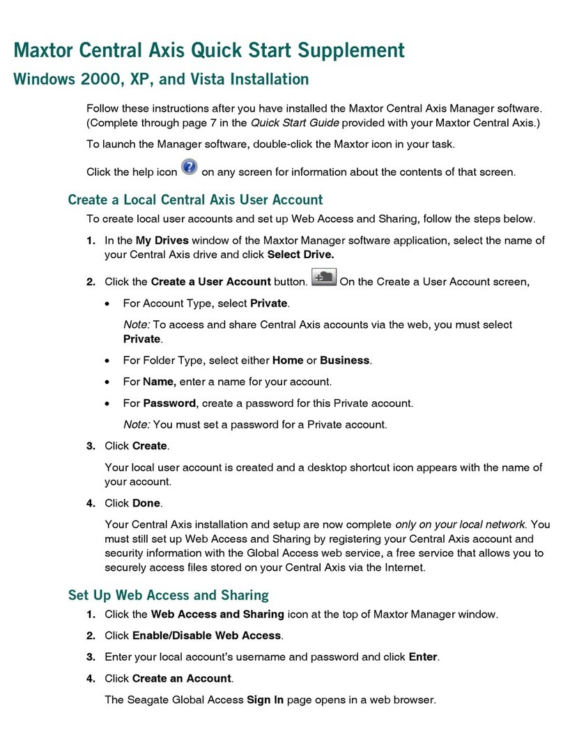 Maxtor Maxtor Central Axis quick start guide