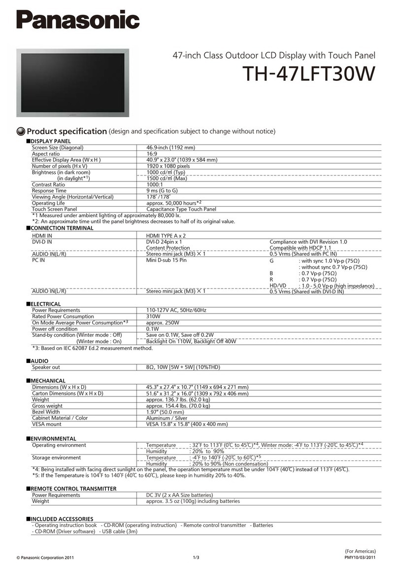 Panasonic TH-47LFT30W User manual