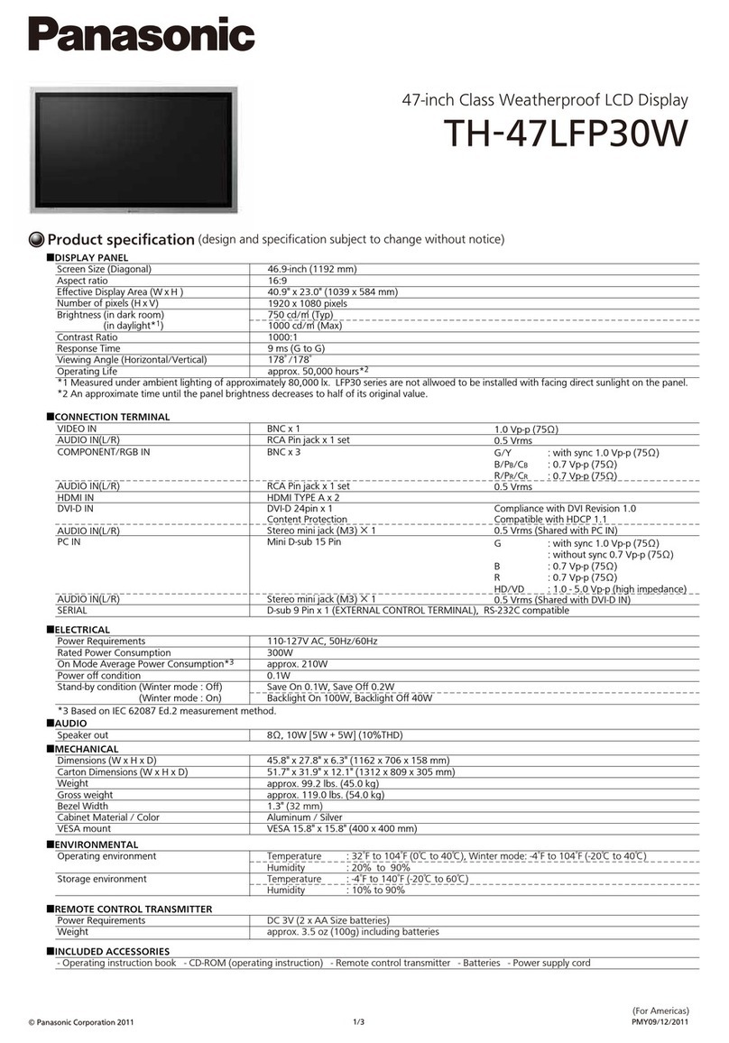 Panasonic TH-47LFP30W User manual Panasonic TH-47LFP30W User manual