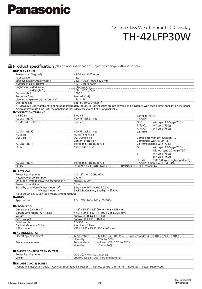 Panasonic TH-42LFP30W User manual