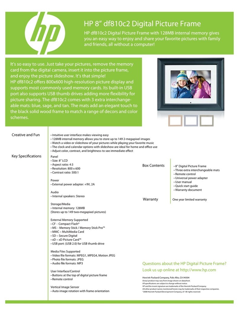 HP df820 - 8" Series Digital Picture Frame User manual