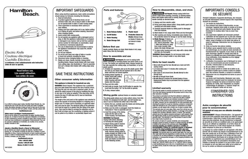 Hamilton Beach 74161 User manual