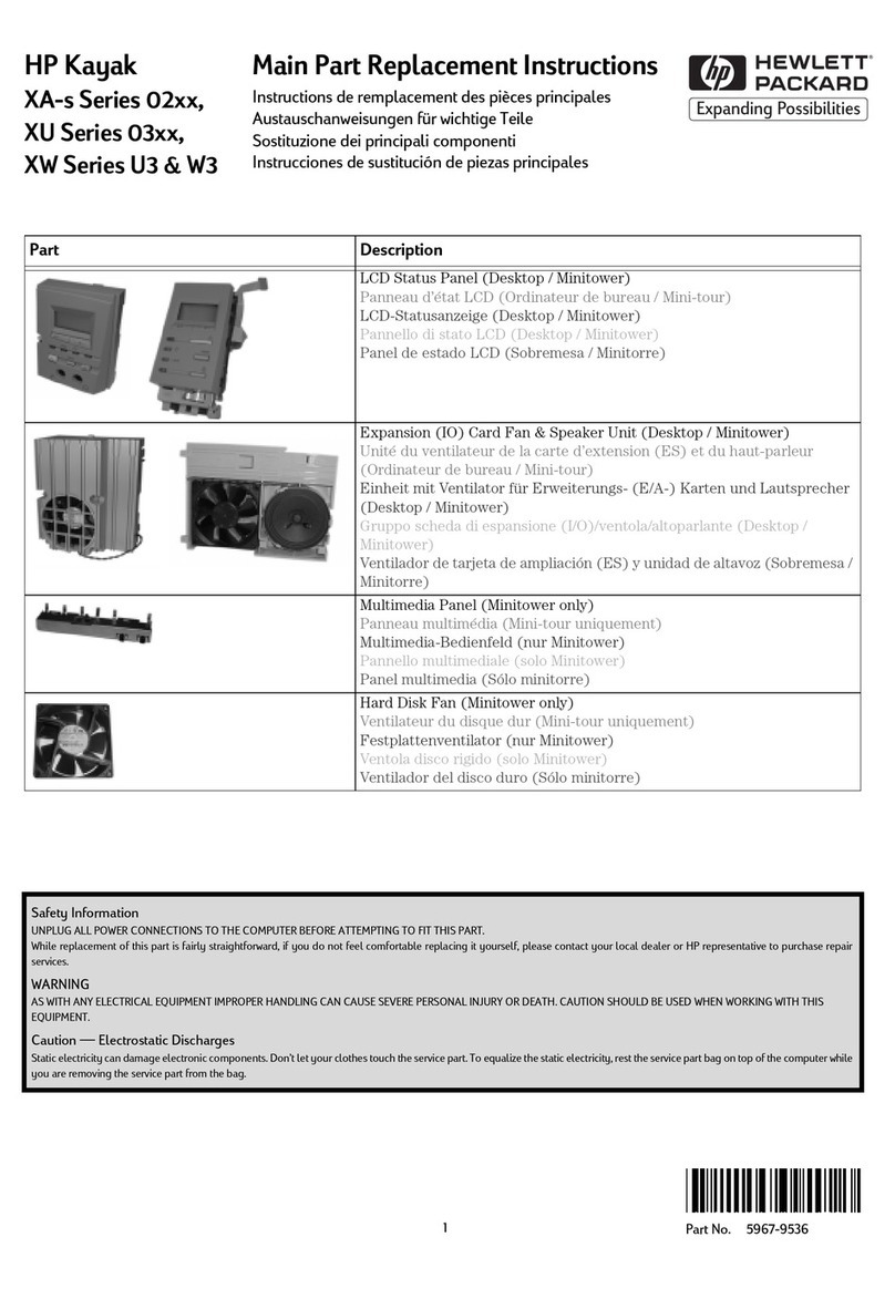 HP Kayak XW U3-W3 Parts list manual