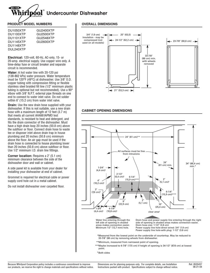 Whirlpool DU930PWST - on 24 Inch Full Console... Dimensions