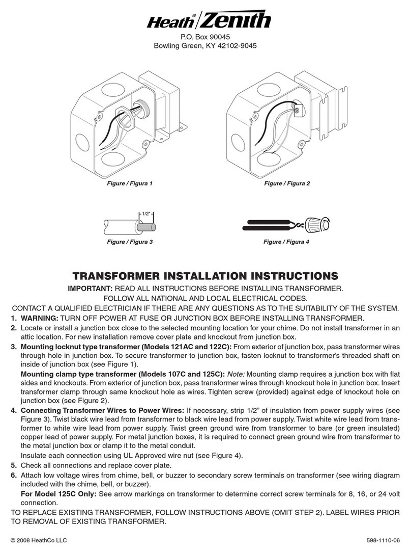 Zenith 122C-A - Heath - Lock-Nut Transformer installation instructions