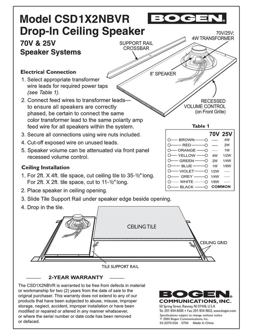 Bogen CSD1X2NBVR Owner's manual